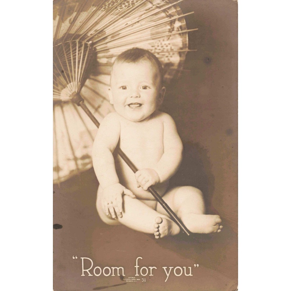 Antique Rochester Photo Press Postcard 31 Room For You Baby Parasol Sepia VG-
